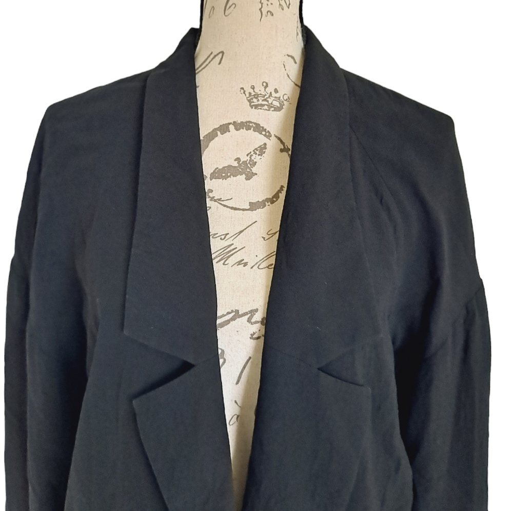 SOLD Eileen Fisher 100% silk black blazer Lagenlook oversized crepe jacket SP - Picture 5 of 15